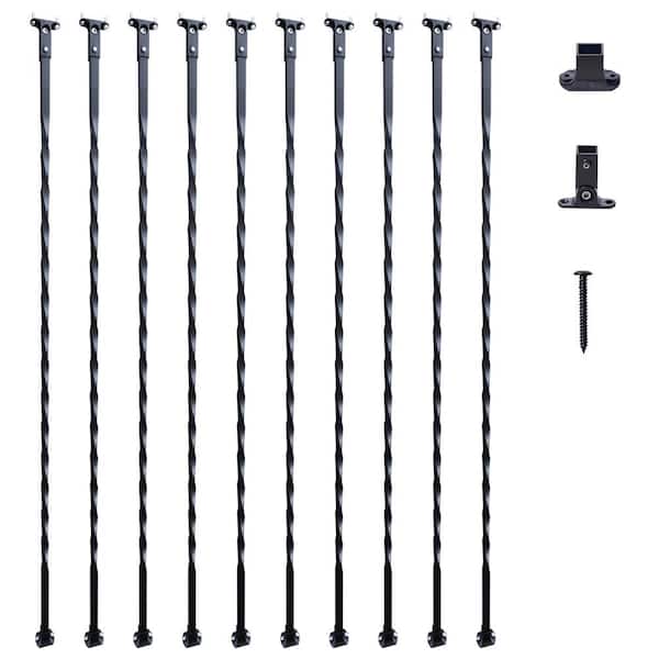 VEVOR Staircase Metal Balusters 44 in. Hx 0.51 in. W Black Galvanized Steel Stair Railing Kit Deck Baluster (10-Pack)