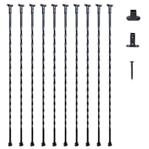 Staircase Metal Balusters 44 in. Hx 0.51 in. W Black Galvanized Steel Stair Railing Kit Deck Baluster (10-Pack)