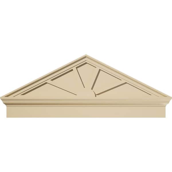 Ekena Millwork 46-in. W x 18-3/8-in. H x 2-3/4-in. P (Pitch 6/12) Peaked Cap 4 Spoke Signature Urethane Combination Pediment Primed Tan
