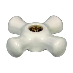 940-985 Cross Handle Less Button in White Porcelain for Tub, Shower and Roman Tub Faucets