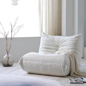34.25 in. Comfy Armless Foam-Filled Thick Bean Bag Teddy Velvet Mohair Lazy Floor Sofa Bedroom Living Room Couch, Beige