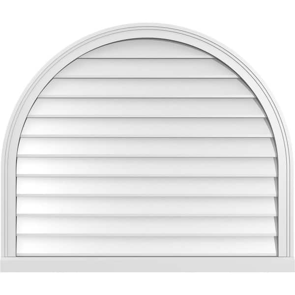 Ekena Millwork 40 in. x 34 in. Round Top White PVC Paintable Gable Louver Vent Non-Functional