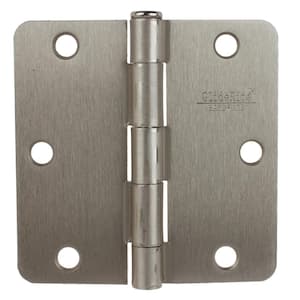 3-1/2 in. Satin Nickel Steel Door Hinge 1/4 in. Corner Radius with Screws (12-Pack)