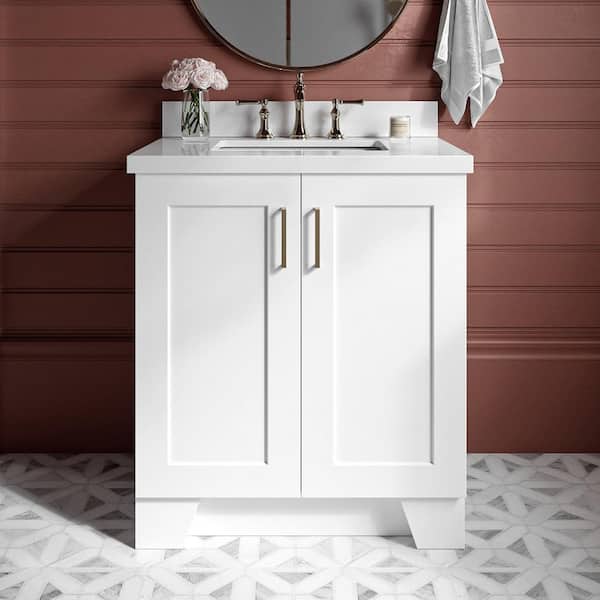 Taylor 30 in. Single Sink Freestanding Bathroom Vanity in White with Pure White Quartz Top