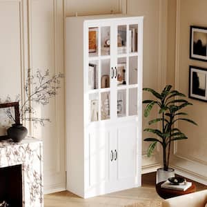 FUFU&GAGA Vintage White 76.6 in. Accent Storage Cabinet with 3