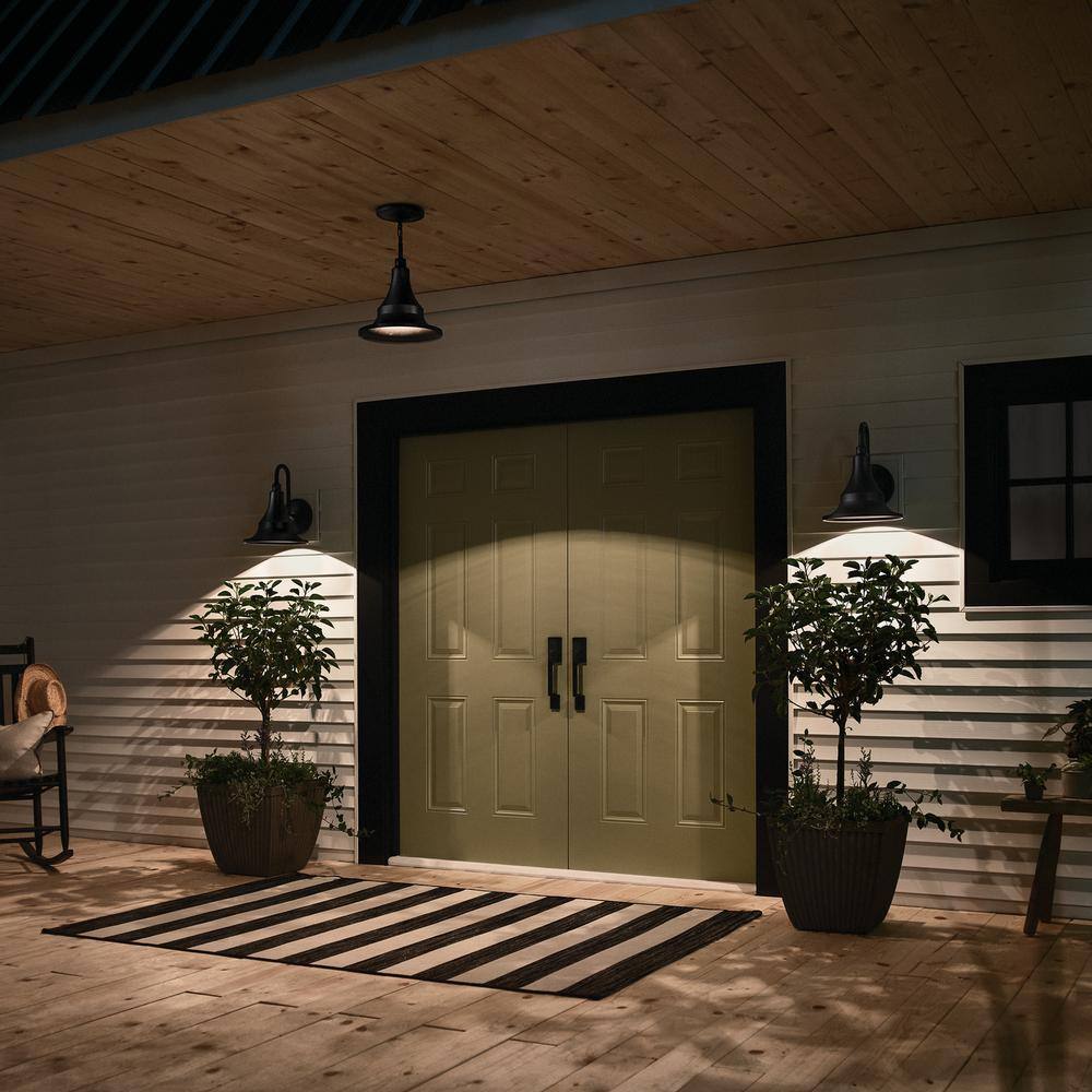 Hampshire Black Glass 1-Light Outdoor Pendant