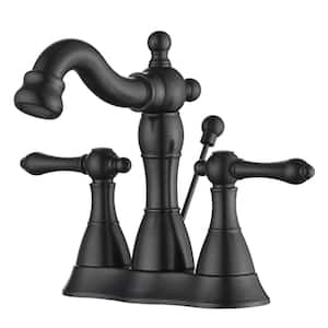 Prime 4 in. Center set Double-Handle Bathroom Faucet Rust Resist with Drain Assembly in Oil Rubbed Bronze