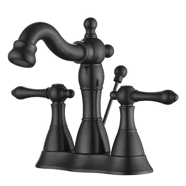 Ultra Faucets Prime 4 in. Center set Double-Handle Bathroom Faucet Rust Resist with Drain Assembly in Oil Rubbed Bronze