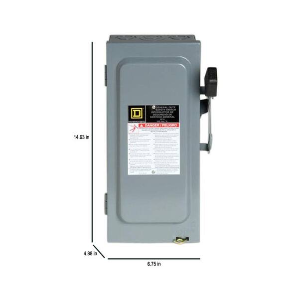 Square D by Schneider Electric D322N 60-Amp 240-Volt Three-Pole Indoor General Duty Fusible Safety Switch with Neutral 