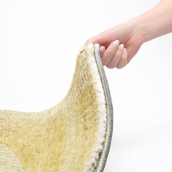 Dream Shag Premium Machine Washable Abstract ADS711 Gold 3 ft. x 5 ft. Area Rug