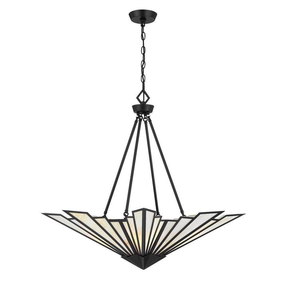 Savoy House Rivage 4-Light Matte Black Glam Vintage Art Deco Pendant with  Tiffany Art Glass Panes 7-1038-4-89 - The Home Depot, image size:1000x1000