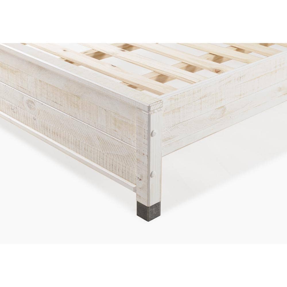 Baja Queen-Sized Rustic Pine Wood Platform Bed with Slatted Foundation