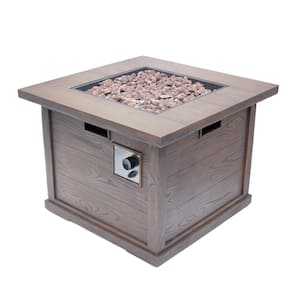 Ricardo 32 in. x 24 in. Square MGO Propane Fire Pit in Brown with Wood Pattern