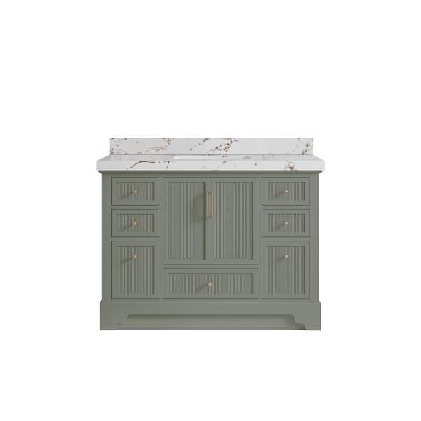 Willow Collections Alys 48 in. W x 22 in. D x 36 in. H Single Sink Bath Vanity in Evergreen with 2" Viola Brown Top