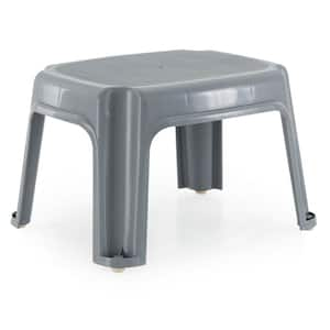 9.5 in. Sturdy Non Slip Plastic Single Level Step Stool, Grey