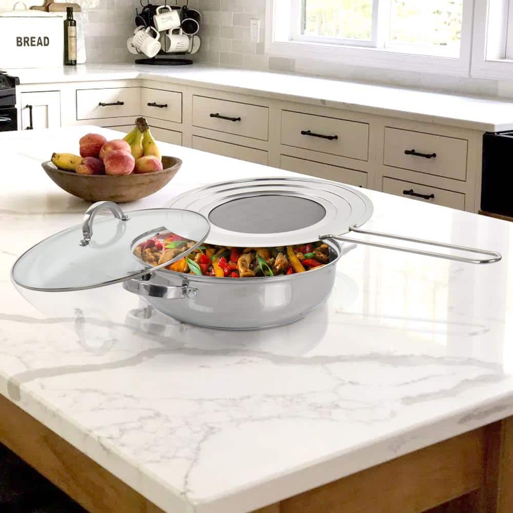 Oster 4 Quart Stainless Steel Saute Pan with Lid and Splatter Guard