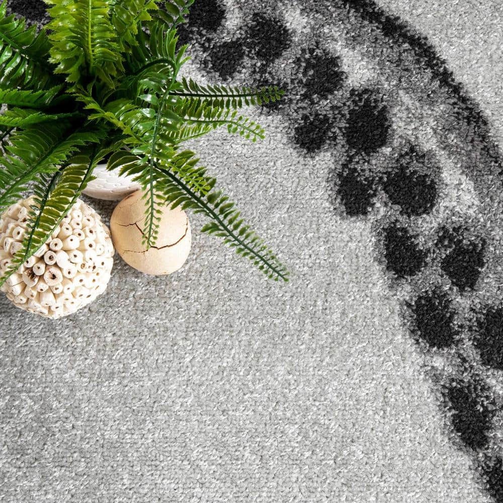 Gray Flat Woven Reversible Synthetic Rectangular Rug