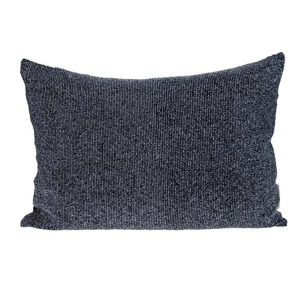 PARKLAND COLLECTION Aster Transitional Metalic Blue Beaded Throw Pillow