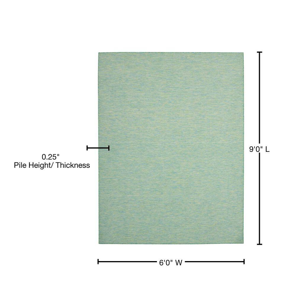 Positano Blue and Green Synthetic 6' x 9' Reversible Rug