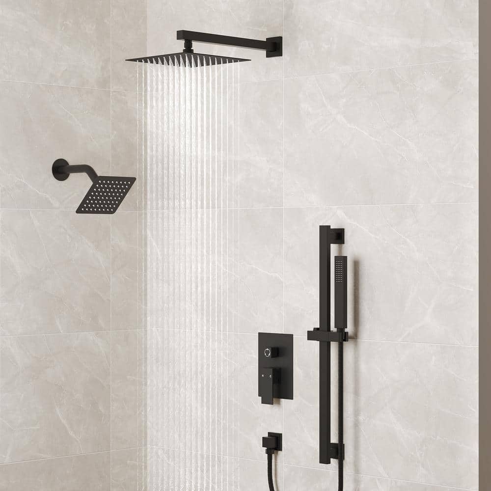 Matte Black Dual Shower Head System with Adjustable Handheld