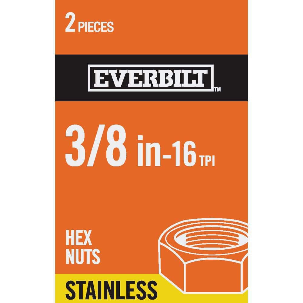 Everbilt 3/8 in.16 Stainless Steel Hex Nut (2Pack) 825811 The Home