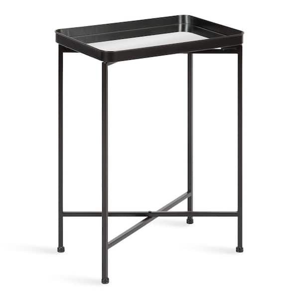 Kate and Laurel Celia 17.91 in. Black Rectangle Glass End Table