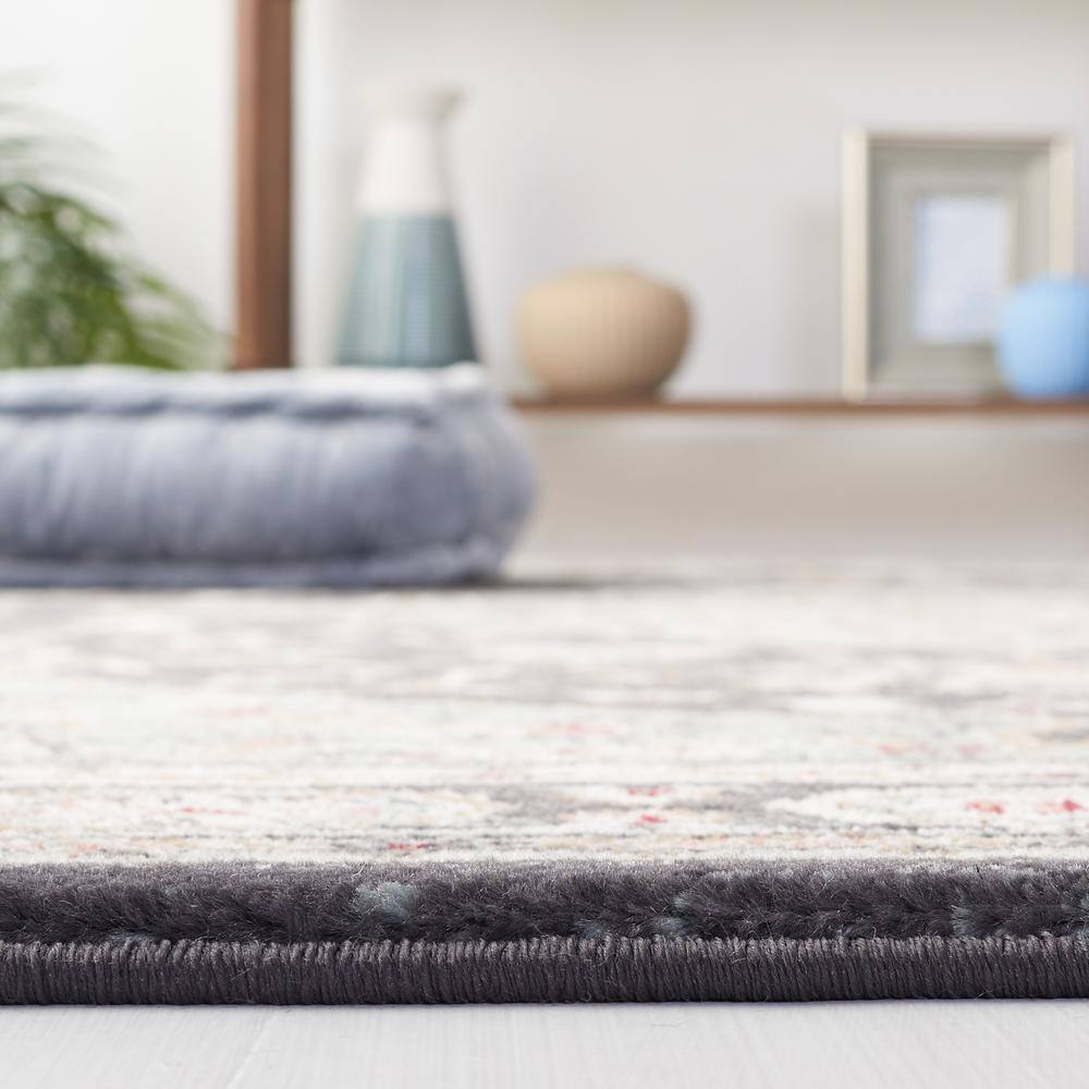 Anthracite Teal Square Synthetic 7' Easy Care Area Rug