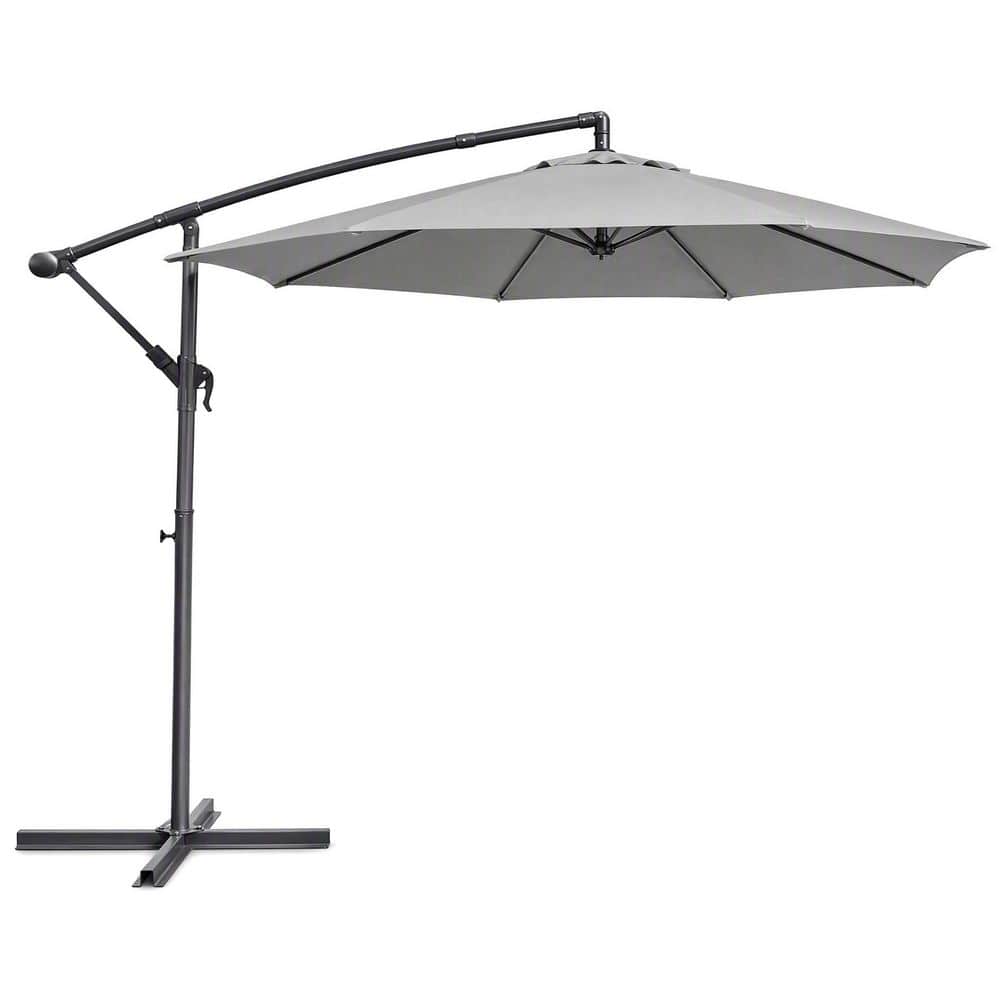 10 ft. Steel Hand‑Crank Cantilever Patio Umbrella in Gray with Base price history on PriceWatchPro