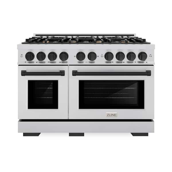 Select 48 in. 8-Burner Gas Range with Double Oven in Stainless Steel and Matte Black