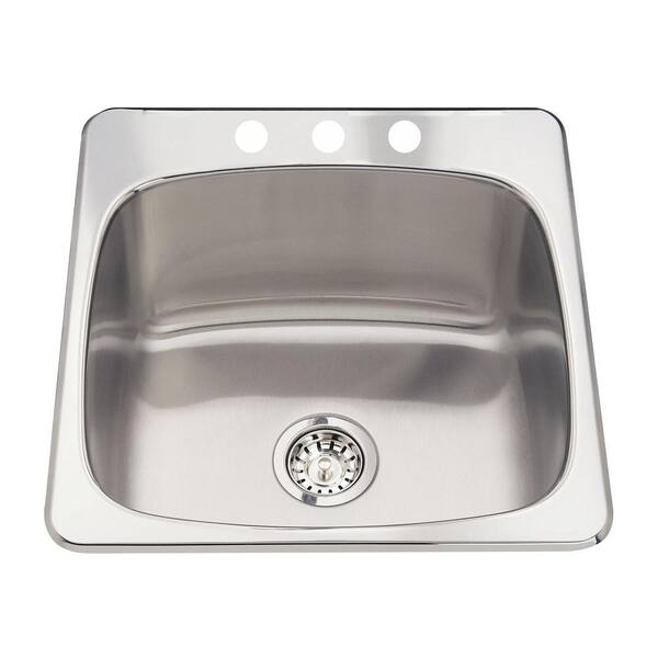 ECOSINKS Acero Drop-in Laundry/Utility Stainless Steel 20-1/8x20-9/16x10 3-Hole Single Bowl Kitchen Sink SatinFinish-DISCONTINUED
