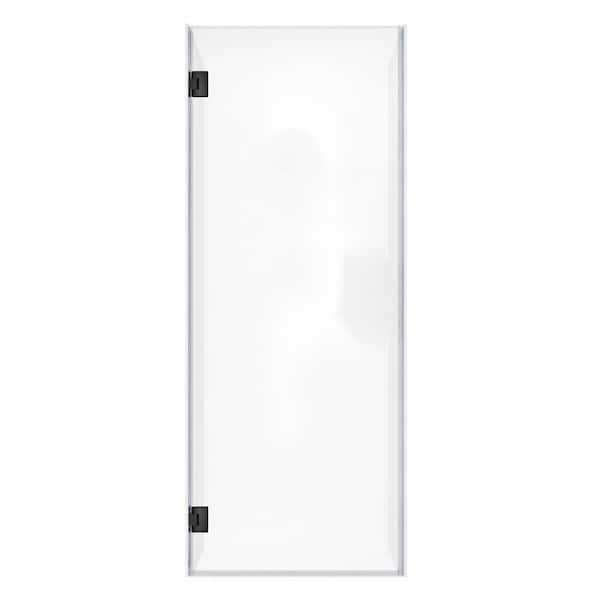 Frameless Hinged Swing Shower Door 22 in. W x 72 in. H Clear Tempered 5/16 in. Matte Black with Seal