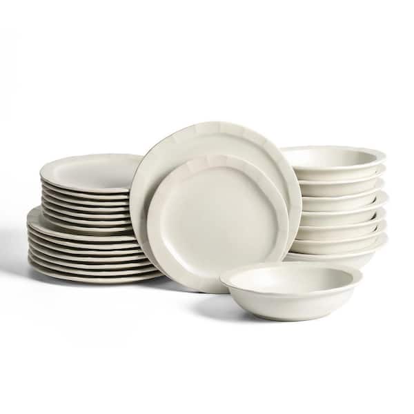 Oasis 24-Piece White Stoneware Full Set (Service for 8)