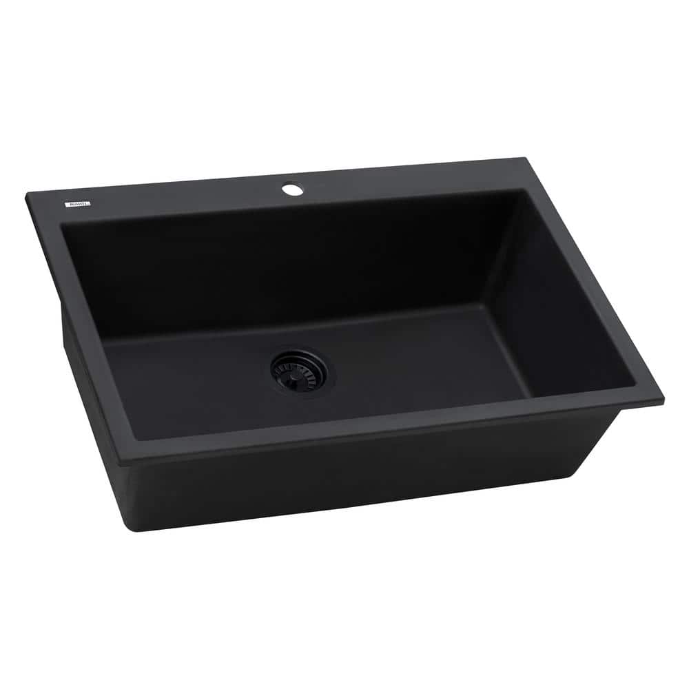 Midnight Black Granite Composite Single Bowl Kitchen Sink