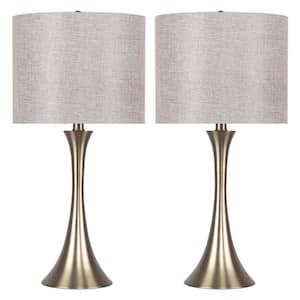 24.25 in. Gold Plated Table Lamps with Sparkly Golden Linen Shades (2-Pack)
