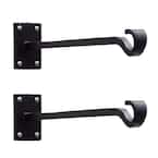3 in. Tall Black Powder Coat Metal Lodge Straight Brackets with Multiple Hooks (Set of 2)