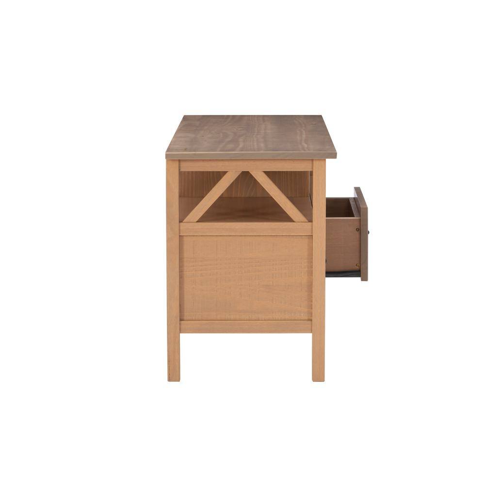Rustic Gray 48'' Media Stand with Open Shelf and Storage Drawers