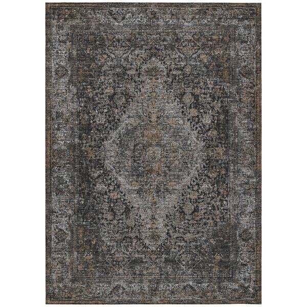 Chantille Machine Washable Indoor/Outdoor Abstract ACN3171 Black 9 ft. x 12 ft. Area Rug