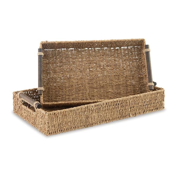 Benjara Brown Decorative Tray (Set of 2)