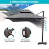 Pellebant Double Top 13 ft. x 10 ft. Outdoor 360° Swivel Aluminum Cantilever Patio Umbrella in Gray with 220 lbs. Umbrella Base PBPU046DGYUB008