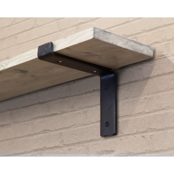 Crates & Pallet 6 in. Black Steel Shelf Bracket for Wood Shelving 69101 -  The Home Depot
