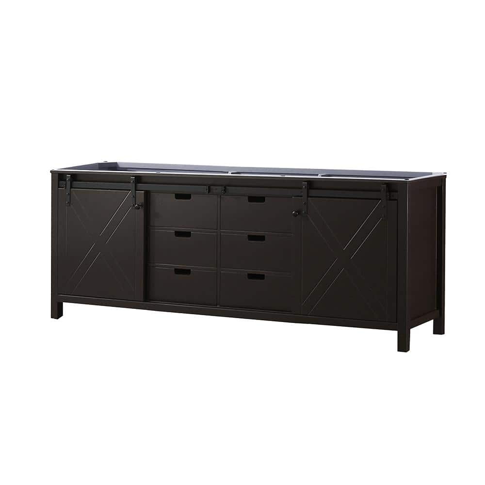 Marsyas 84" Brown Freestanding Vanity Cabinet with Barn Doors