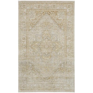 10 X 13 Gold and Ivory Floral Area Rug