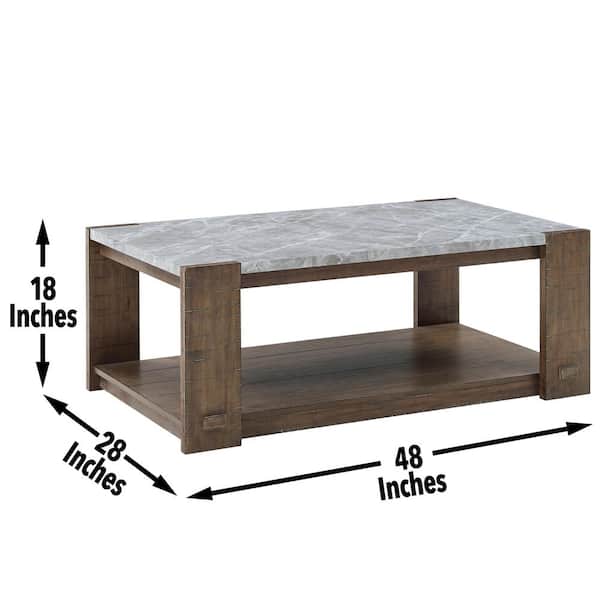 Steve Silver Black Wood Base with Faux Marble Top Kitchen Island (48-in x 28-in x 36-in)