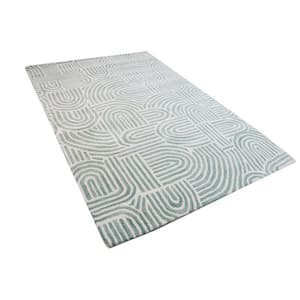Chelsea Ivory/Teal 4 ft. x 6 ft. (3 ft. 6 in. x 5 ft. 6 in.) Geometric Contemporary Accent Rug