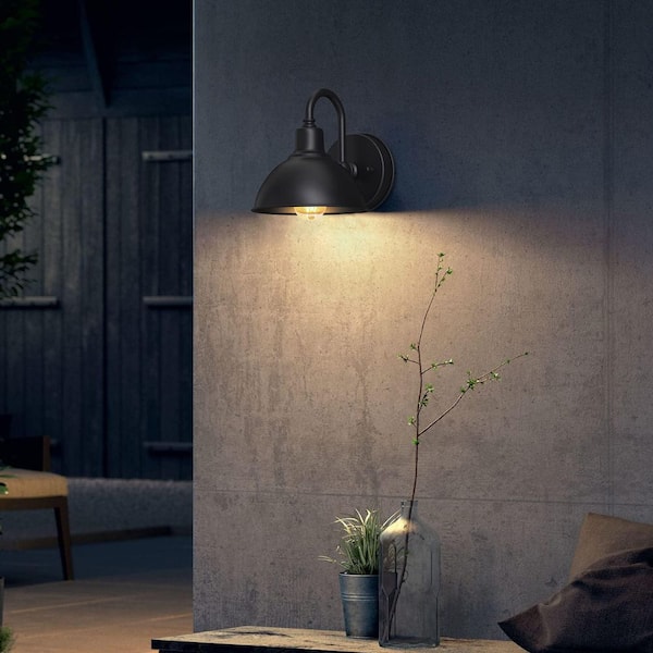 6.4 in. 1-Light Black Outdoor Farmhouse Wall Sconce, Small Gooseneck Barn Light Fixture for Porch (Bulb Not Included)