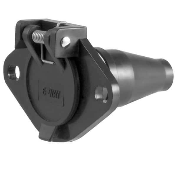 CURT 6-Way Round Connector Socket (Vehicle Side, Black Plastic)