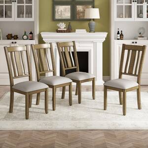 Natural Walnut Industrial Style Wooden Dining Chairs with Ergonomic Design (Set of 4)