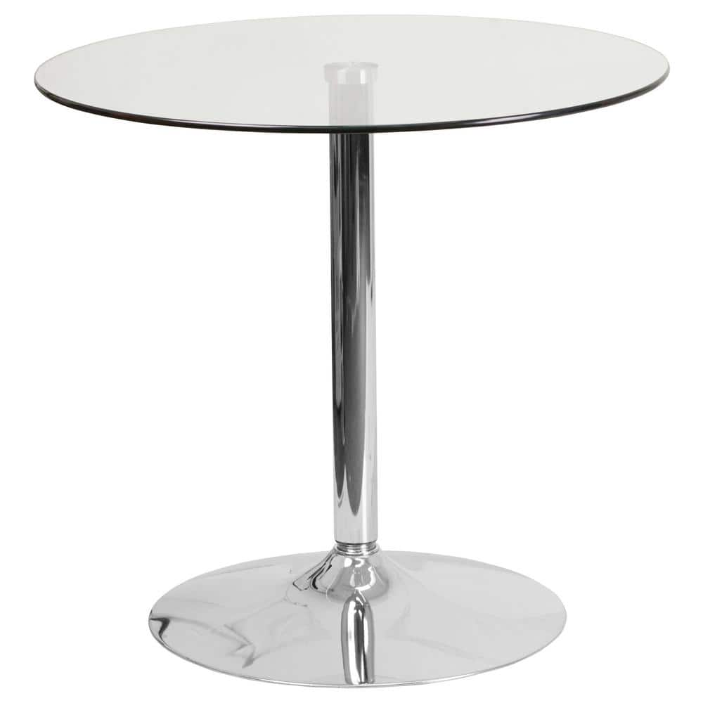 round glass dining table chrome base