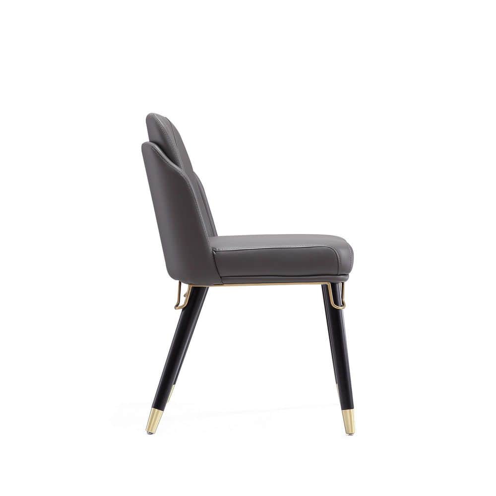 Estelle Pebble and Black Faux Leather Dining Chair Set