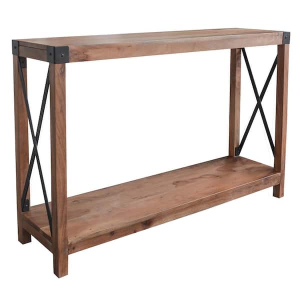 AmeriHome 46.5 in. Brown Rectangle Acacia Wood Rustic Entryway Console Table